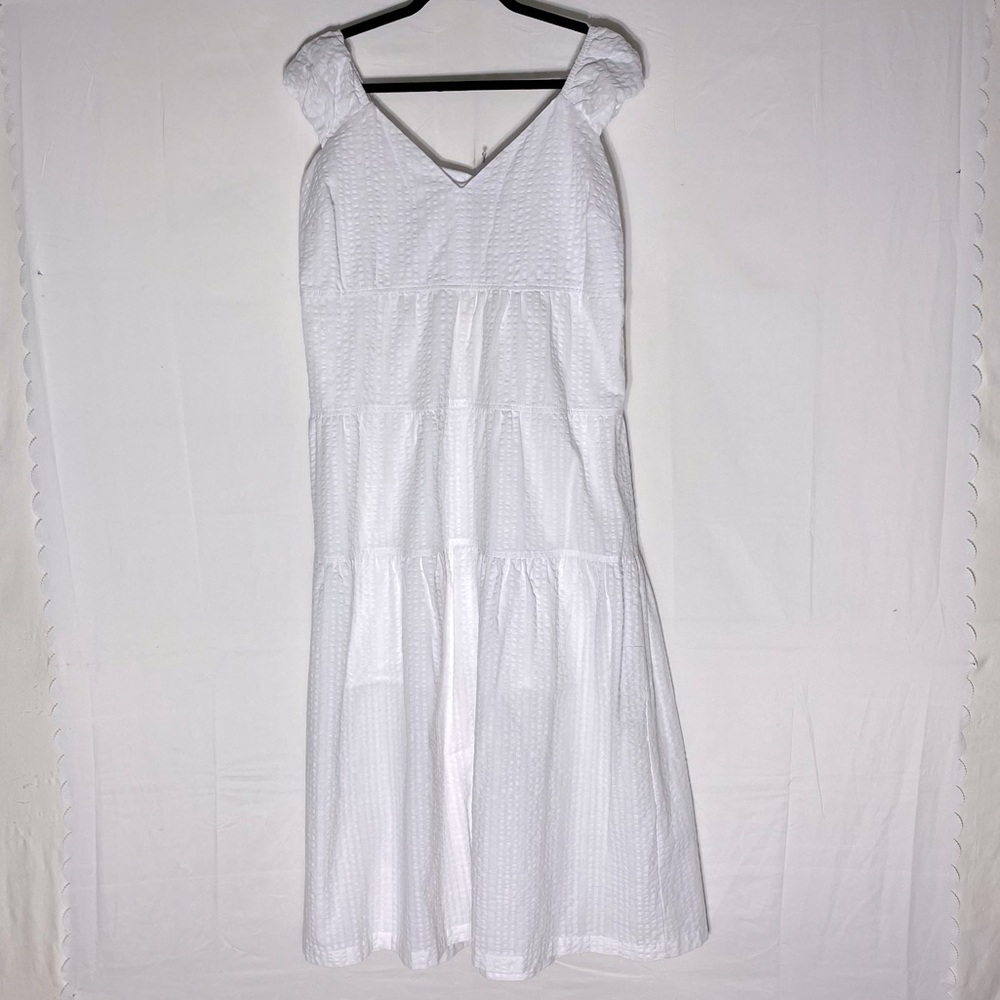 Old Navy White Seersucker Tiered Maxi Dress Summer Dress XL